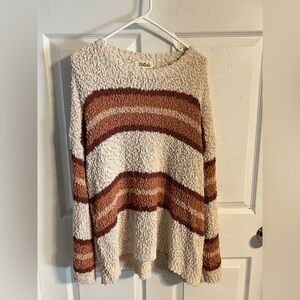 Listicle Cozy Cream and Brown Striped Sweater